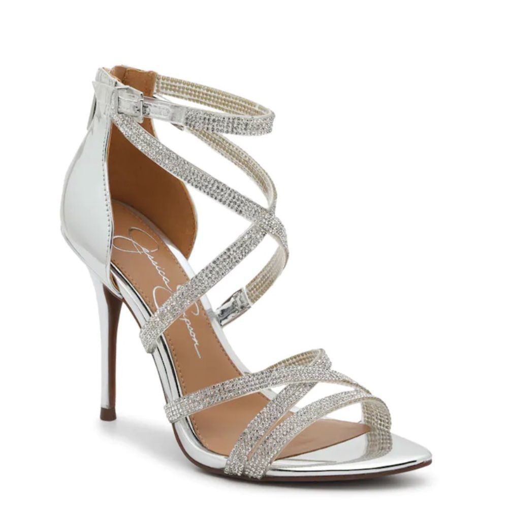 Jessica Simpson silver high heel shoes